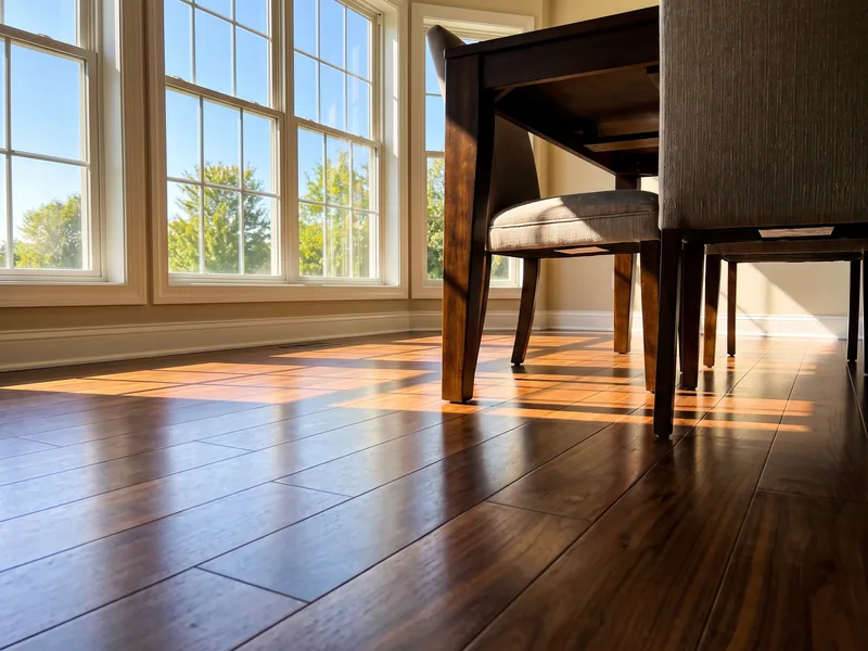 Clean hardwood floor in morning light